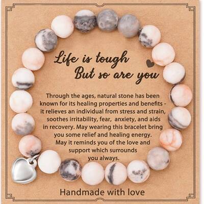 Fashion Natural Pink Zebra Jasper Beads Stretch Bracelets
