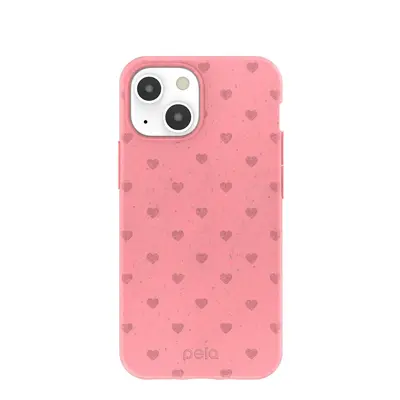 Bubblegum Pink Hearts iPhone 13 Mini Case