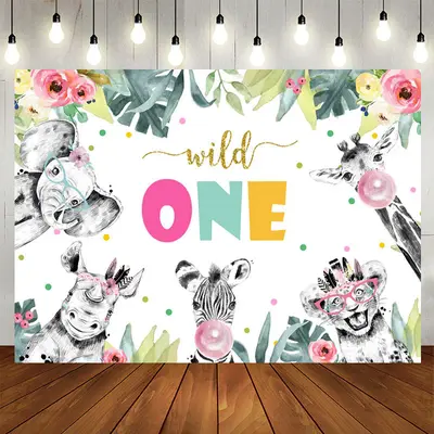 Wild One Safari Floral Boho 1st Birthday Backdrop - Aperturee