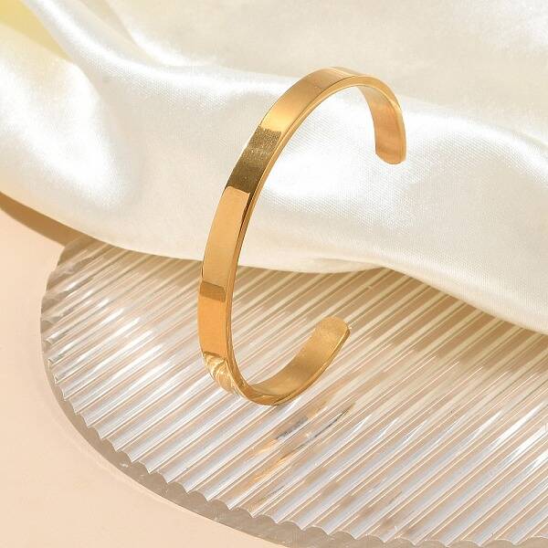 304 Stainless Steel Plain Cuff Bangles for Women