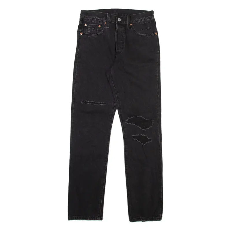LEVI'S 501 Jeans Distressed Womens Grey Regular Straight W27 L30