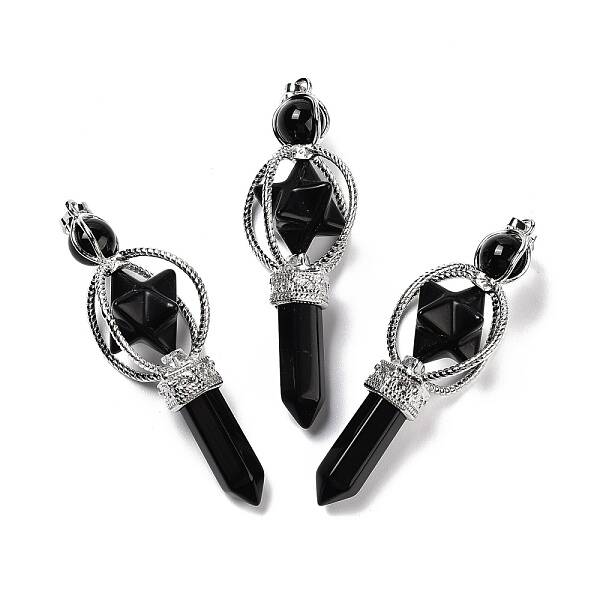 Natural Obsidian Big Pendants