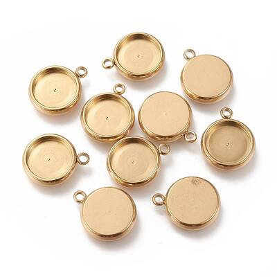 Ion Plating(IP) 304 Stainless Steel Pendant Cabochon Settings