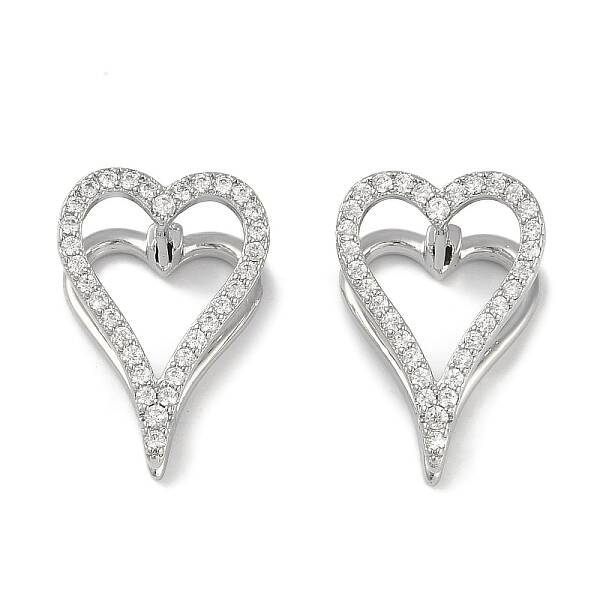Clear Cubic Zirconia Heart Hoop Earrings
