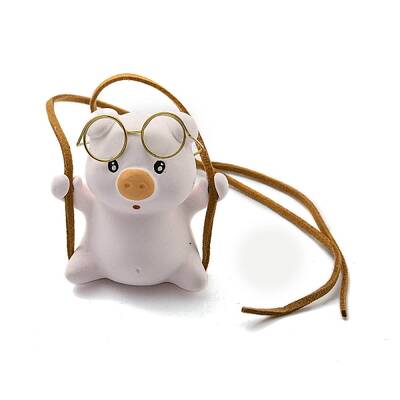 Cute Gesso Swinging Pig Pendant Decorations