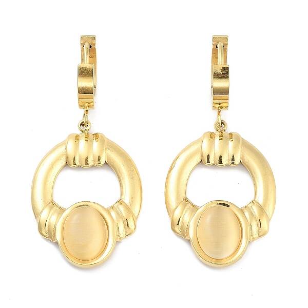 Ring 304 Stainless Steel Dangle Earrings