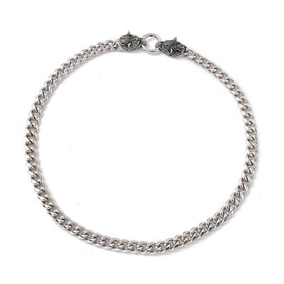Non-Tarnish 304 Stainless Steel Curb Chains Necklace with Wolf Clasps for Men Women