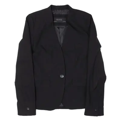 ZARA Basic Blazer Jacket Black Womens XS