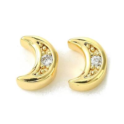 Brass Micro Pave Cubic Zirconia Beads