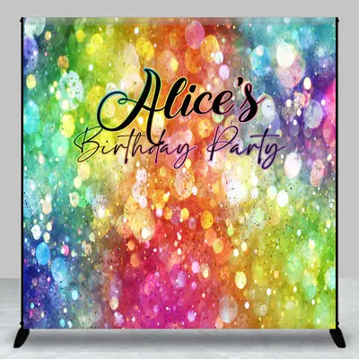 Aperturee Colorful Bokeh Custom Name Birthday Party Backdrop - Aperturee