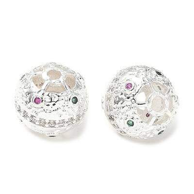 Brass Micro Pave Cubic Zirconia Beads