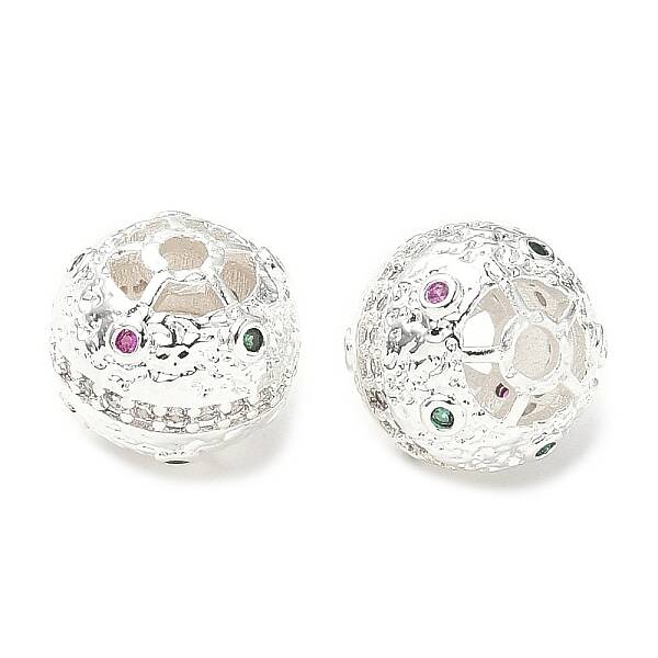 Brass Micro Pave Cubic Zirconia Beads