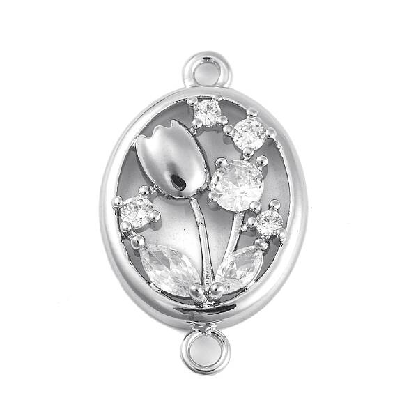Brass Pave Clear Cubic Zirconia Connector Charms