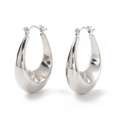 Brass Teardrop Thick Hoop Earrings for Women