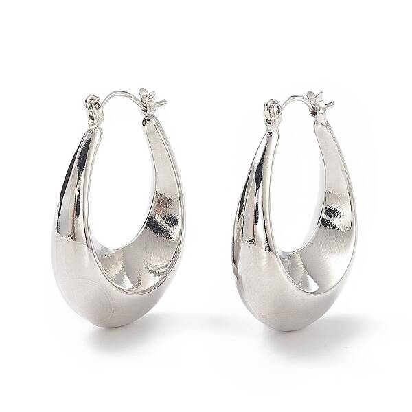 Brass Teardrop Thick Hoop Earrings for Women