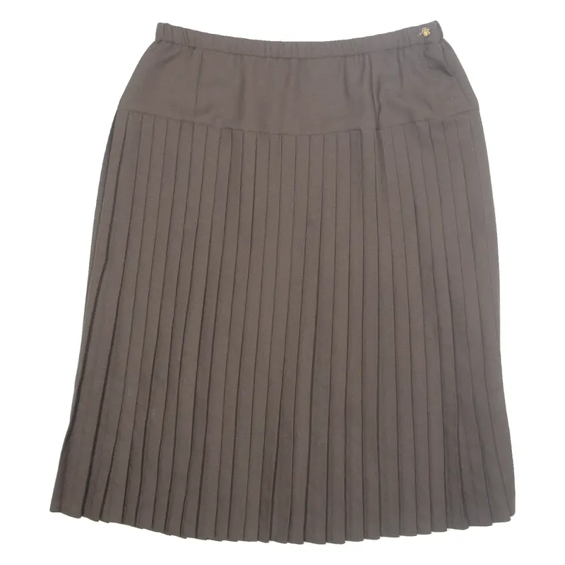 Womens Pleated Skirt Brown Midi M