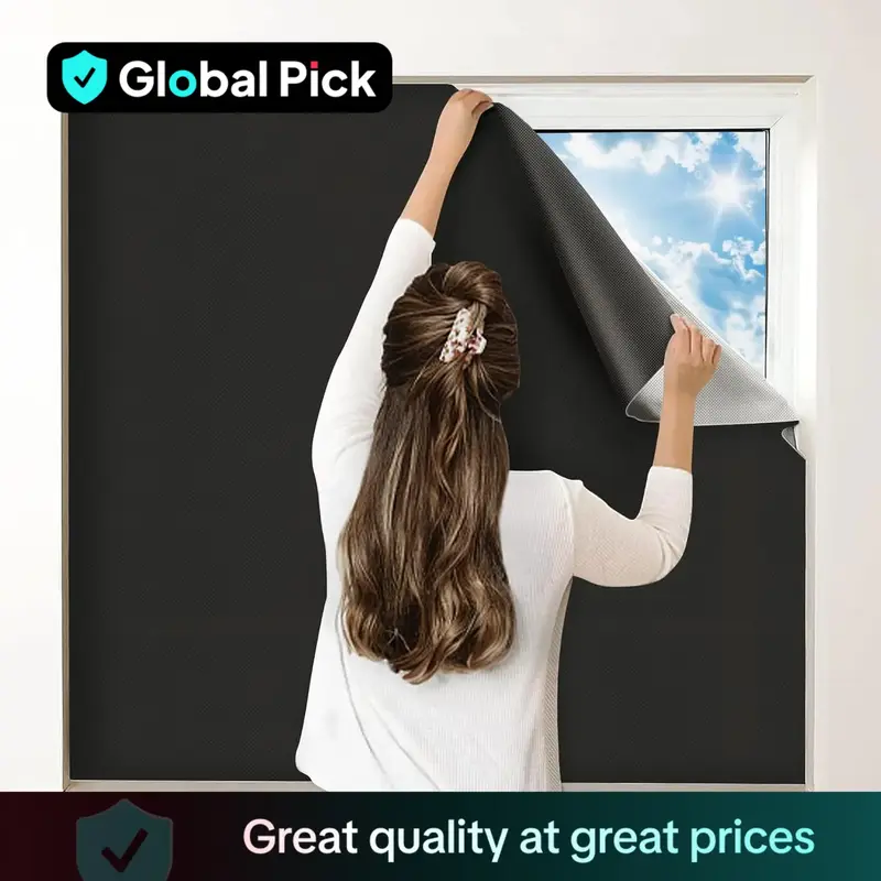 Portable DIY Blackout Curtain, 1 Count No Drill Window Shades with Stickers Glue, Halloween Decor Portable Blackout Window ...