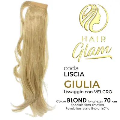 HAIR GLAM GIULIA PONY WITH VELCRO FIBER REVOLUTION BLOND 70cm