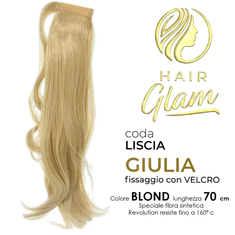 HAIR GLAM GIULIA PONY WITH VELCRO FIBER REVOLUTION BLOND 70cm