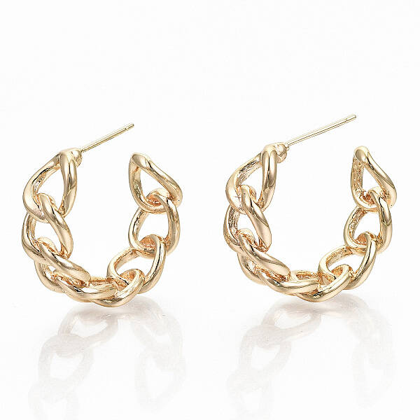 Semicircular Brass Half Hoop Earrings