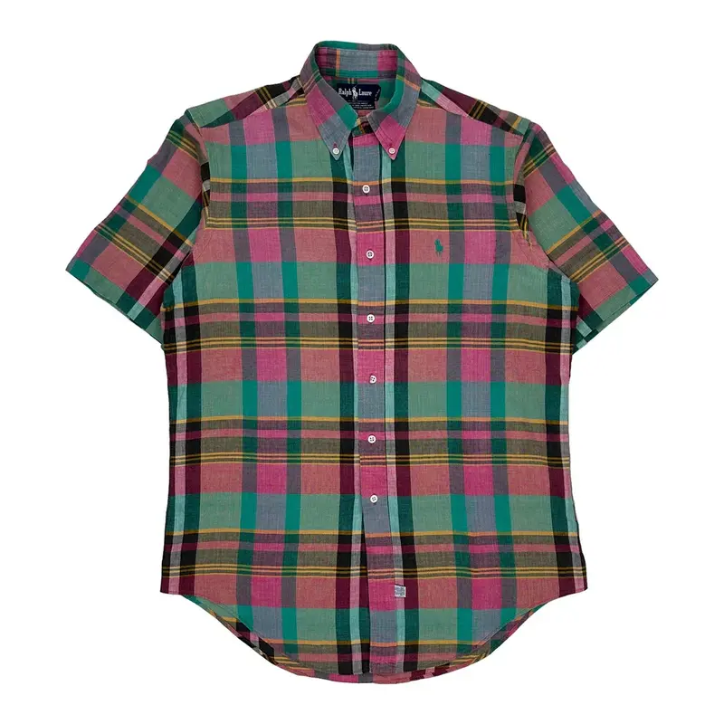 Ralph Lauren Checked Short Sleeve Shirt - Medium Multicoloured Cotton