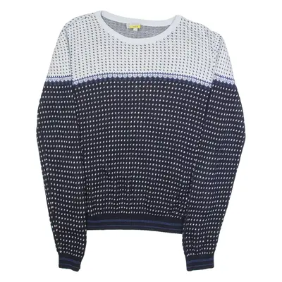 HOBBS LONDON Mens Jumper Blue Houndstooth Tight Knit M