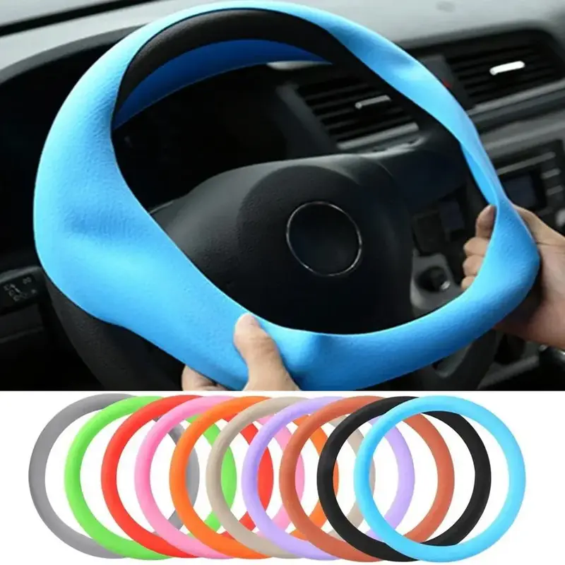 Universal Car Steering Wheel Cover, Soft Silicone Car Anti-slip Steering Wheel Cover, Car Interior Accessories for Women & Me...
