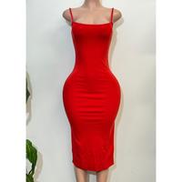 CAMPBELL RED SIDE SLIT BODYCON MINI DRESS