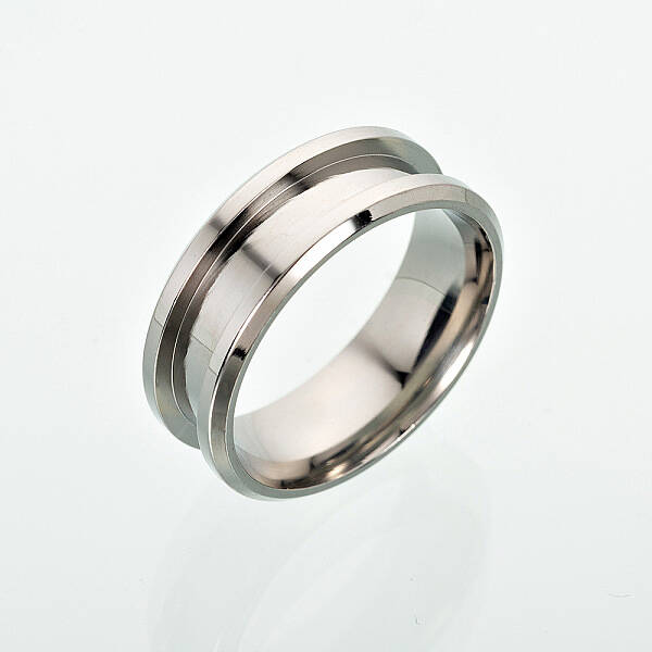 Non-Tarnish 201 Stainless Steel Grooved Finger Ring Settings
