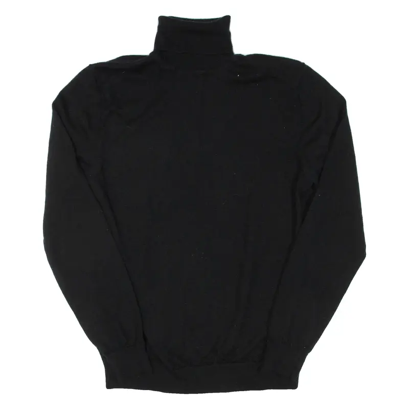 REISS Womens Jumper Black Roll Neck Tight Knit Wool XL
