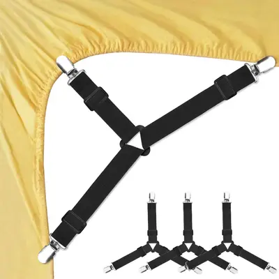 Bed Sheet Fastener, 4pcs/set Adjustable Triangle Elastic Band Clip, Bedding Accessories For Bed Sheet Mattress Cover Sofa, Ho...