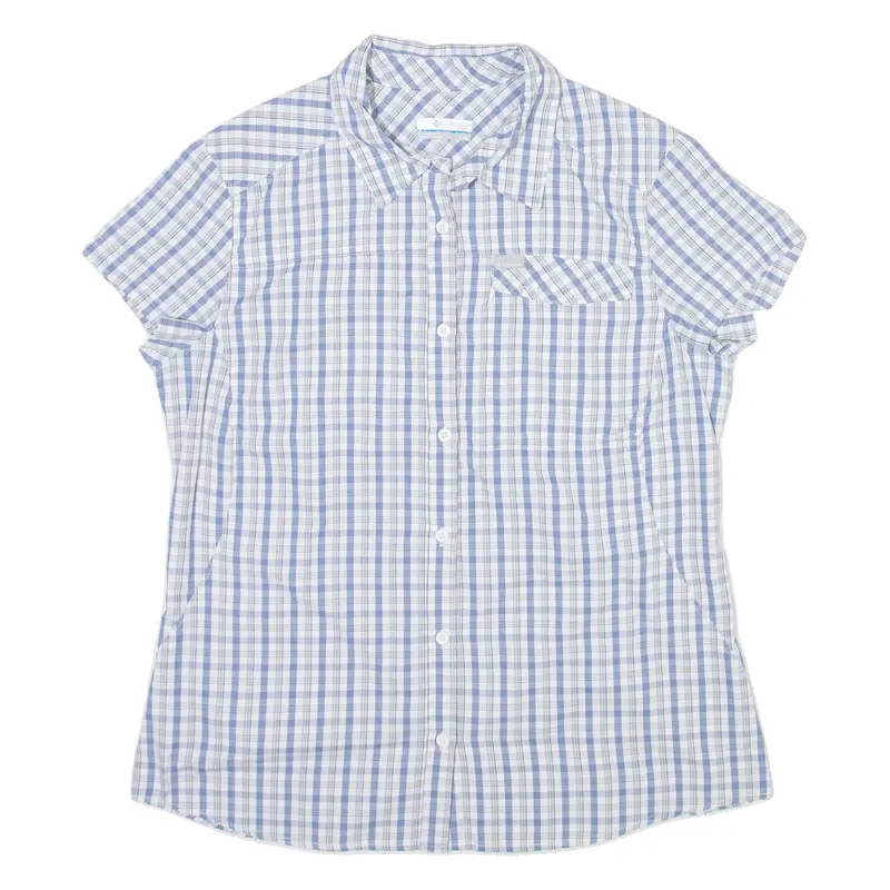 COLUMBIA Womens Shirt Blue Nylon Check L