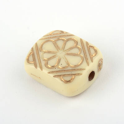 Rectangle with Flower Plating Acrylic Beads