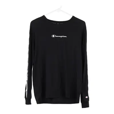 Champion Spellout Sweatshirt - Small Black Cotton Blend