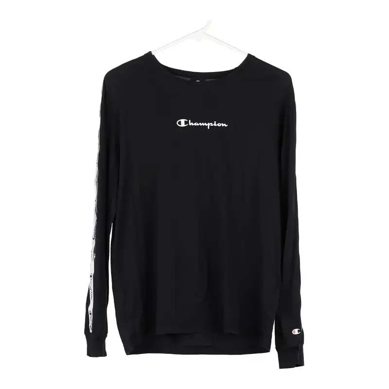 Champion Spellout Sweatshirt - Small Black Cotton Blend