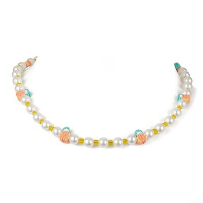 Fruit Polymer Clay & Glass Seed & Acrylic Pearl Beaded Necklace