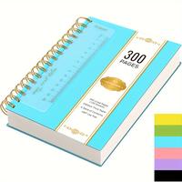 A5 Spiral Notebook, 300 Pages with Ruler, 100GSM Line Paper, Bleed-Proof, PVC Cover, Waterproof, Minimalist Fantasy Design, P...