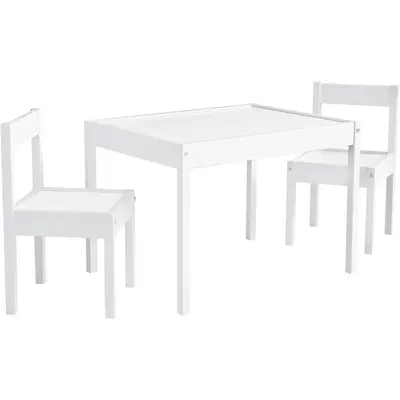 Your Zone Child 3-Piece Table and Chairs Set, in White Age Group 1 to 5 Years Old.