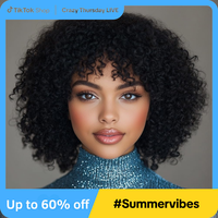Formihair Afro Curly Wig with Bangs Natural Black Hair Glueless Wear and Go Wig Short Afro Curly For Black Women Outdoorfun S...
