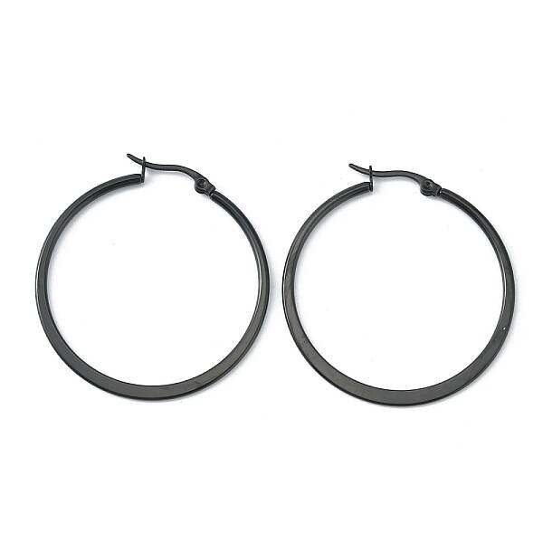 304 Stainless Steel Flattened Big Hoop Earrings for Women