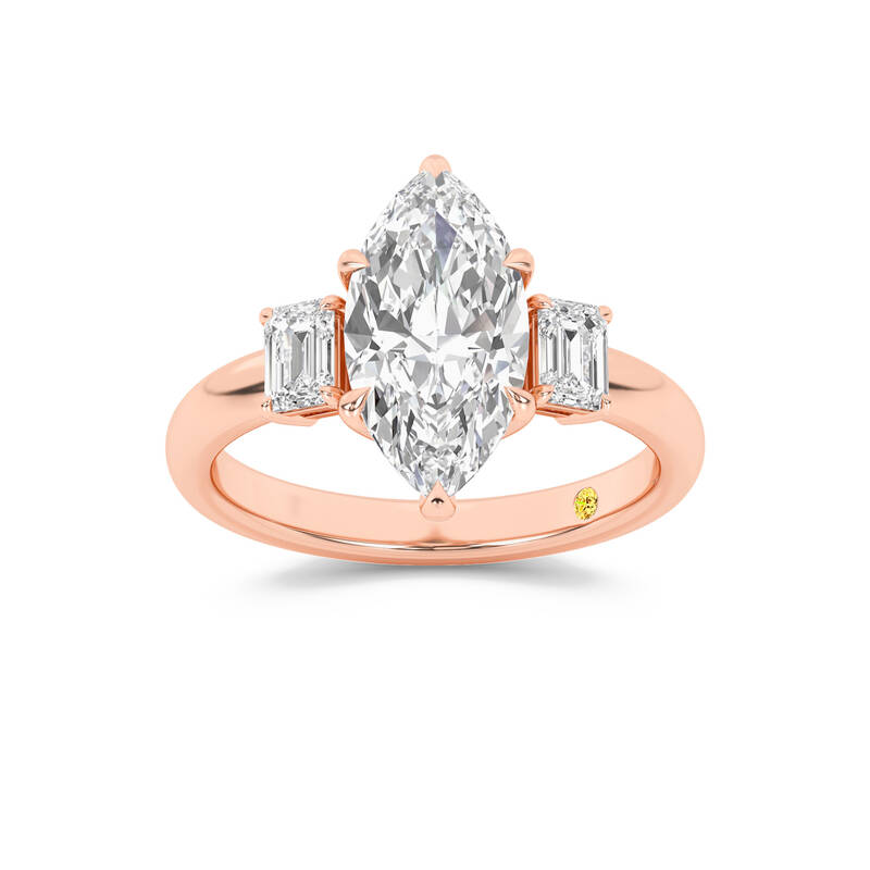 Moonbeam Three Stone Marquise Lab Grown Diamond Engagement Ring | Rose Gold 1 1/2 - 4 1/2 CT. TW.