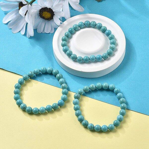Natural Howlite Bead Stretch Bracelets
