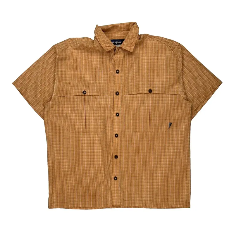 Patagonia Checked Short Sleeve Shirt - Large Orange Polyester