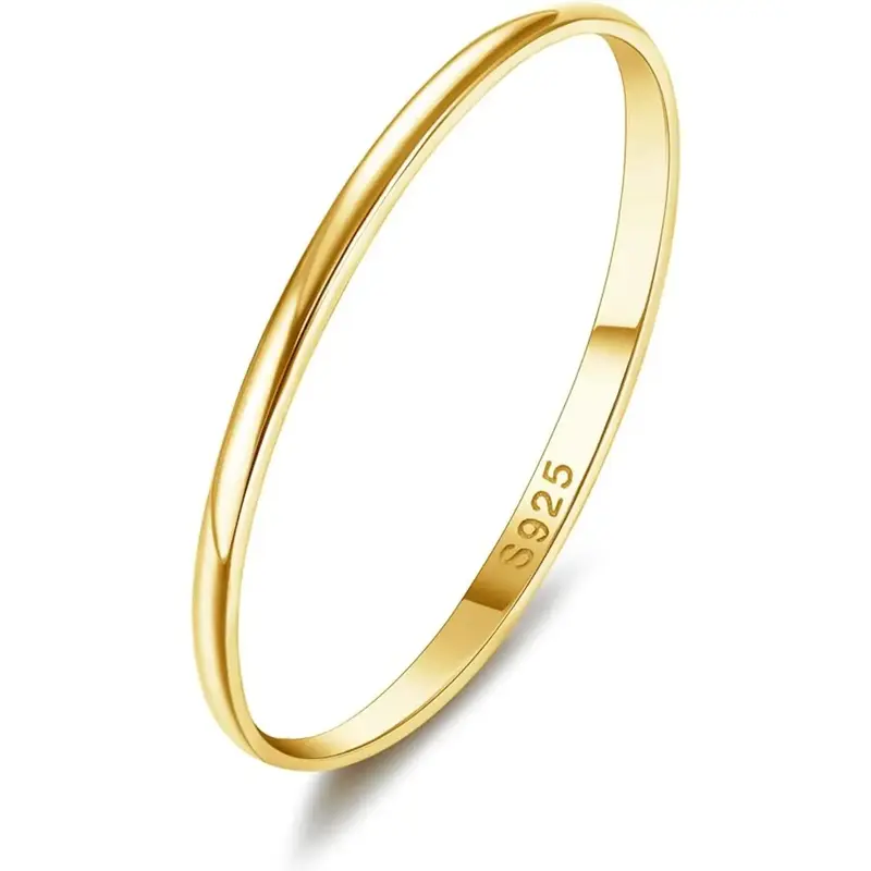 Fansilver 1mm 2mm 4mm Rings for Women Men High Polish Filled Stackable Band Rings Wedding Band Stacking Knuckle Thumb Stateme...