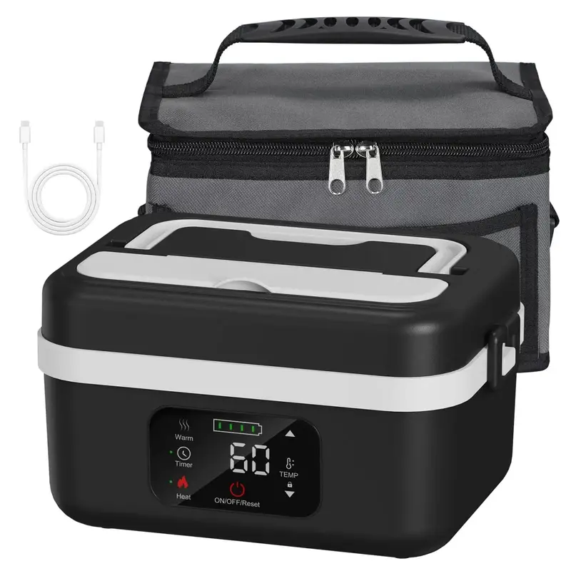 Self-Heating Food Heater, Rechargeable Portable Lunch Box for Office, Travel, Car, Picnic & Outdoor Use, Easy and Convenient ...