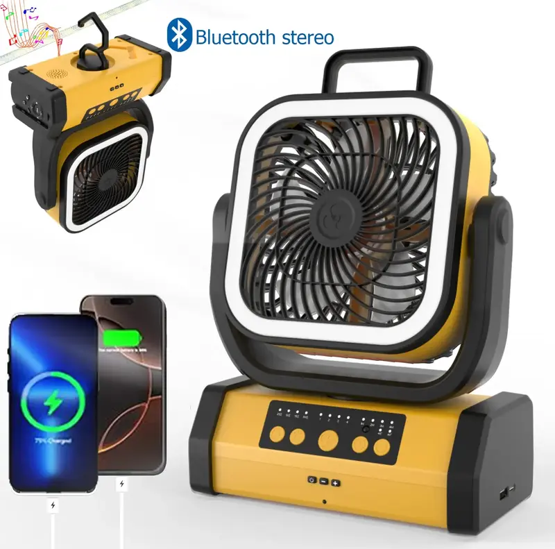 Portable Fan 30000mAh Battery Powered with Remote & LED, 4 Speed Strong Airflow, Desk/Camping/Outdoor/Gym Fan for Office Trav...