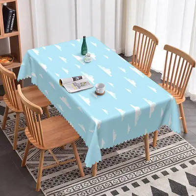 Aperturee Light Blue Sky White Clouds Rectangle Tablecloth, 52x70 Inch, 30.82 USD, rectangle tablecloths, ZJY04629-A