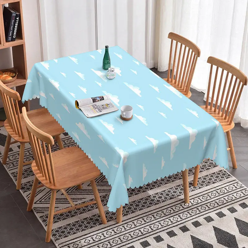 Aperturee Light Blue Sky White Clouds Rectangle Tablecloth, 52x70 Inch, 30.82 USD, rectangle tablecloths, ZJY04629-A