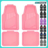 CAR PASS 4pcs Heavy Duty Rubber Floor Mats Pink 4-Piece Car Mat Set - Universal Waterproof for SUV Truck,Durable All-Weather ...