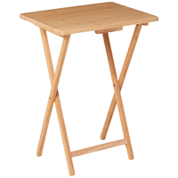 Natural Wood Folding TV Tray Table - Compact Design, 19\